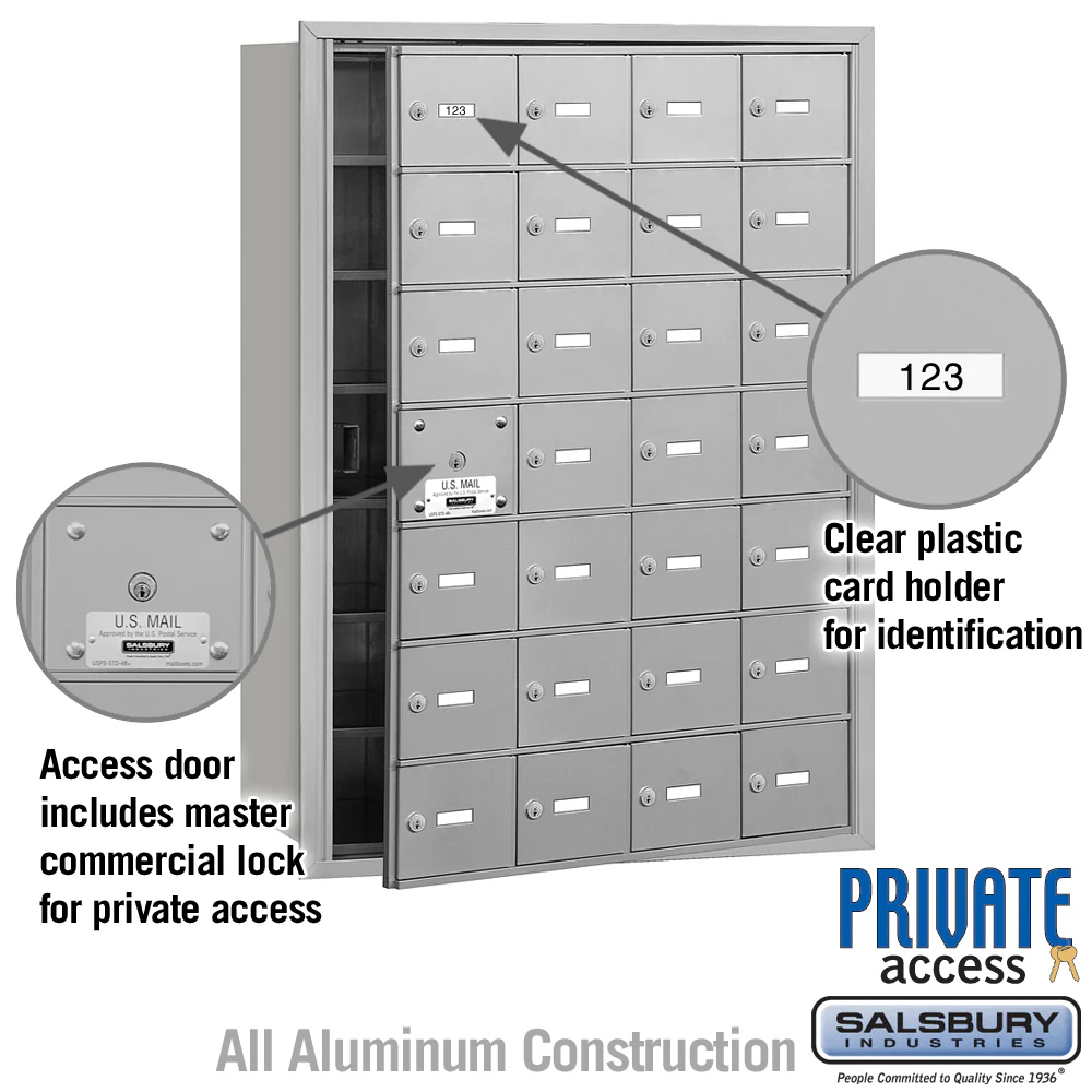 4B+ Horizontal Mailbox with 28 A Doors, Aluminum, Front Loading, Private Access - Image 2