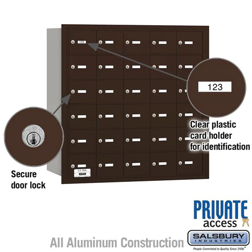 4B+ Horizontal Mailbox with 30 A Doors, Bronze Finish, Rear Loading, Private Access - Image 2