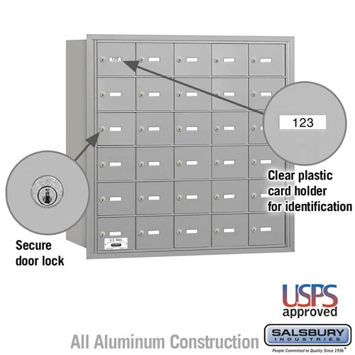 4B+ Horizontal Mailbox with 30 A Doors, Rear Loading, Aluminum Construction - Image 2