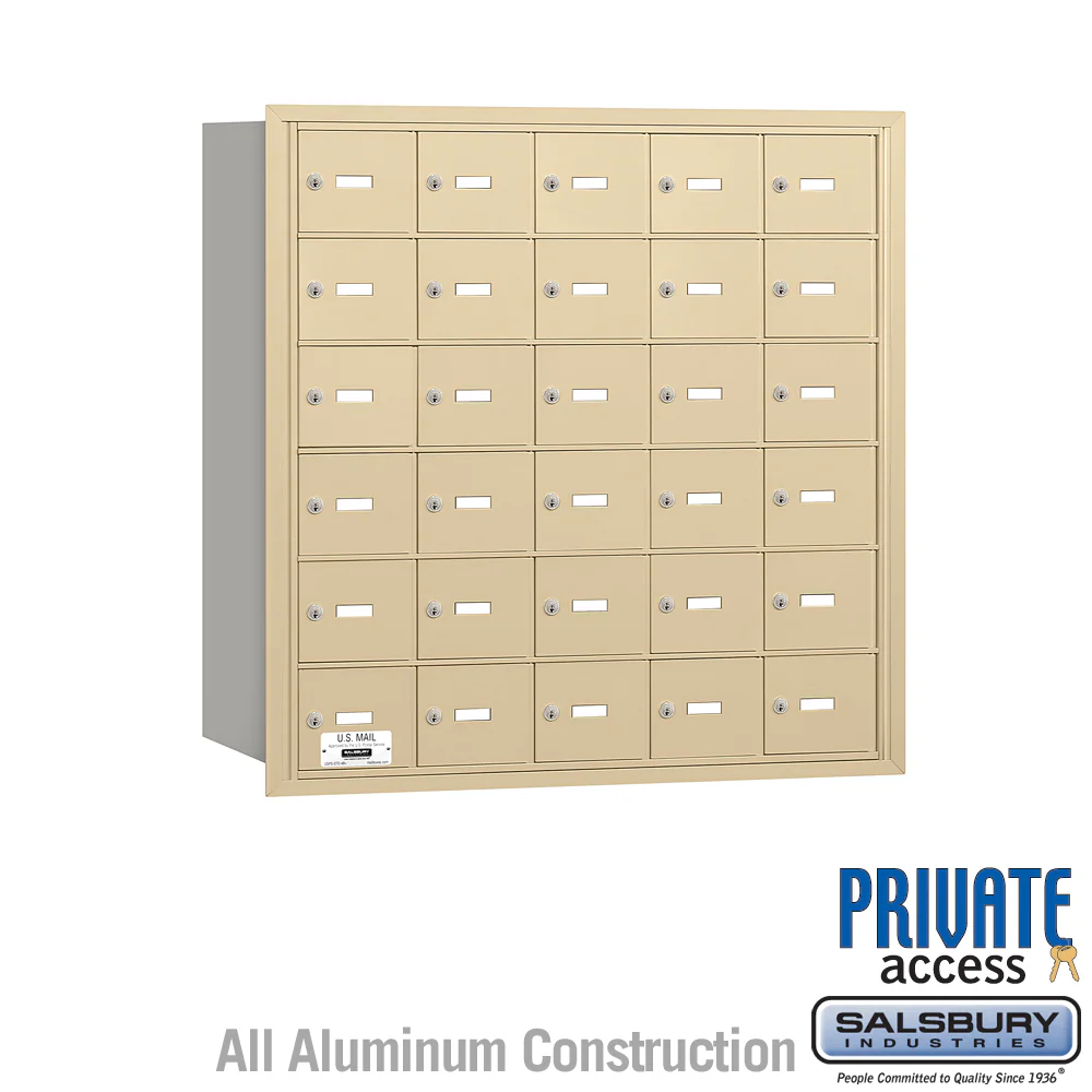 4B+ Horizontal Mailbox with 30 A Doors, Sandstone Finish, Rear Loading, Private Access