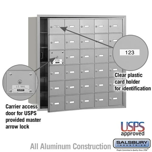 4B+ Horizontal Mailbox with 30 Doors - Aluminum - Front Loading - USPS Approved - Image 2