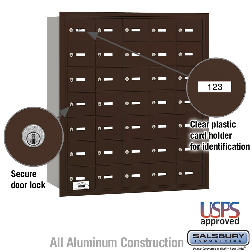 4B+ Horizontal Mailbox with 35 Doors - Bronze Rear Loading USPS Access - Image 2