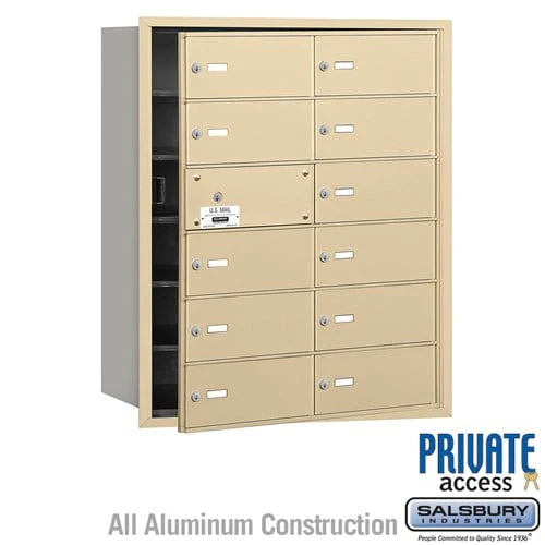 4B+ Horizontal Mailbox with Master Lock - 12 B Doors - Sandstone - Front Loading - Private Access