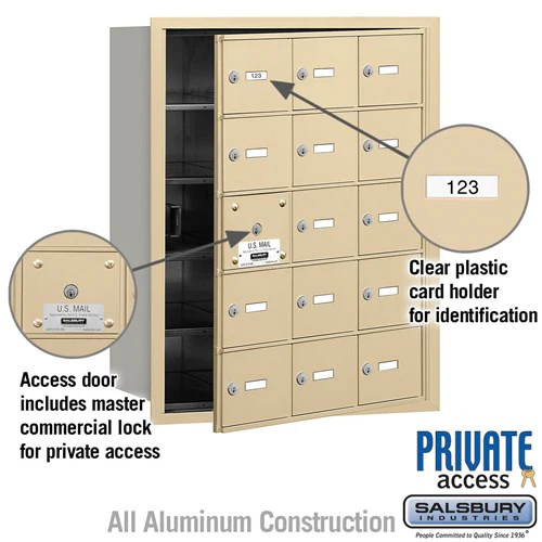 4B+ Horizontal Mailbox with Master Lock - 15 A Doors - Aluminum - Front Loading - Private Access - Image 4