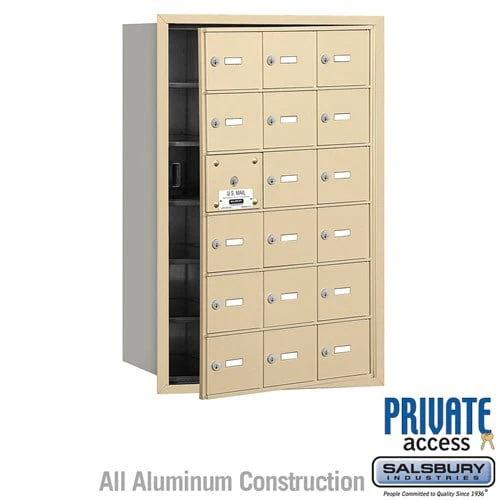 4B+ Horizontal Mailbox with Master Lock - 18 Doors - Sandstone - Front Loading - Private Access
