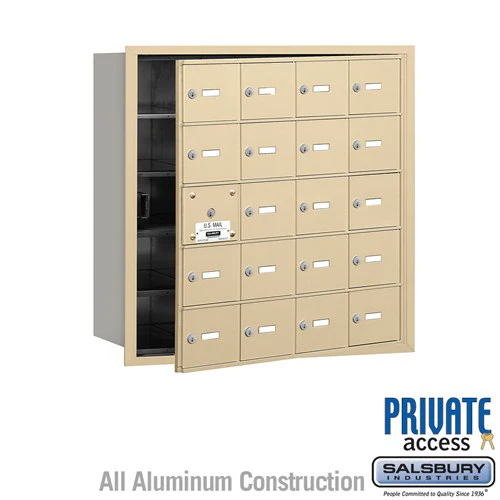 4B+ Horizontal Mailbox with Master Lock - 20 A Doors - Sandstone - Front Loading - Private Access