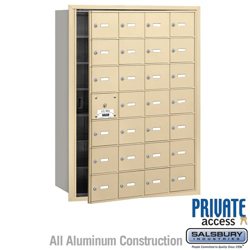 4B+ Horizontal Mailbox with Master Lock - 28 A Doors - Sandstone - Front Loading - Private Access