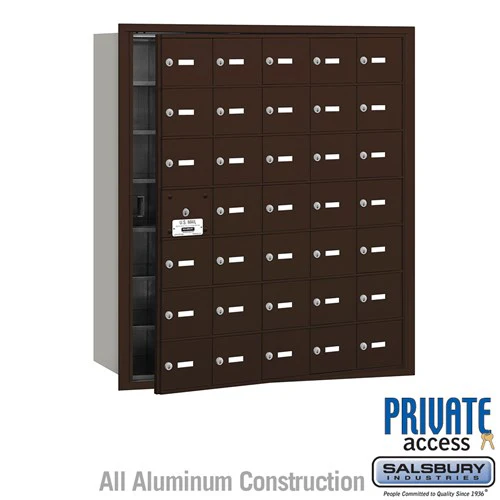 4B+ Horizontal Mailbox with Master Lock - 35 Doors - Bronze - Front Loading - Private Access
