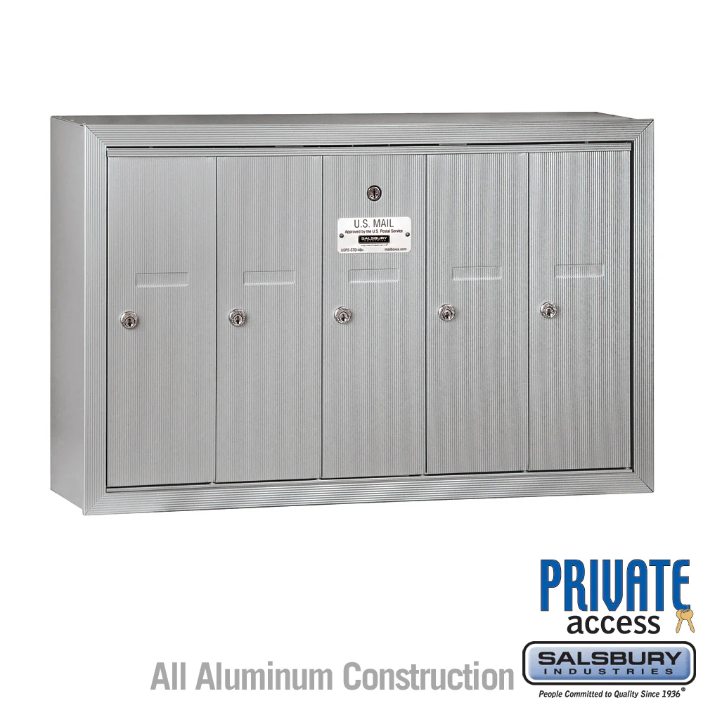 5-Door Aluminum Vertical Mailbox with Master Commercial Lock