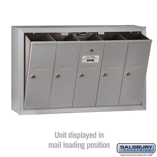 5-Door Aluminum Vertical Mailbox with Master Commercial Lock - Image 3