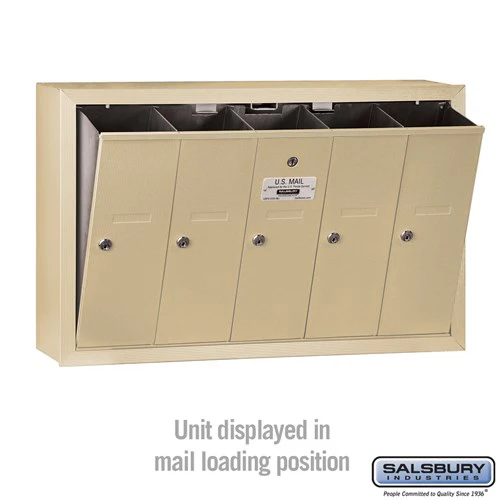 5-Door Sandstone Vertical Mailbox with Private Access and Surface Mounting - Image 3