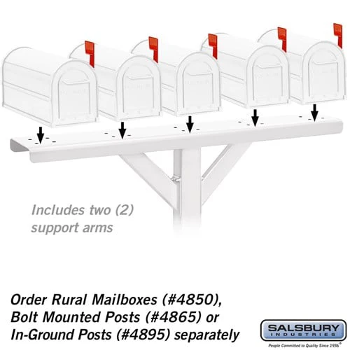 5-Wide Mailbox Spreader with 2 Supporting Arms - White - Image 2