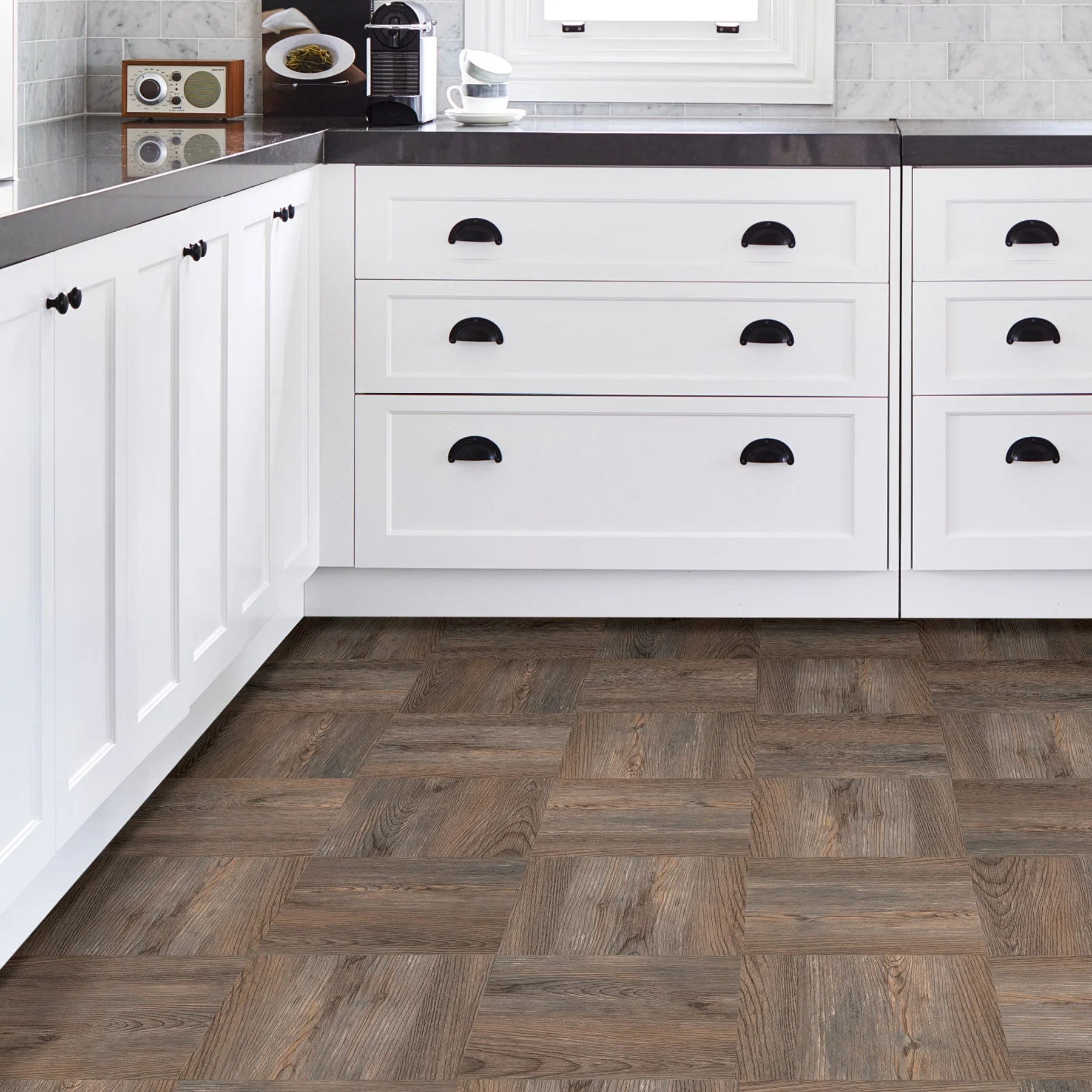 FloorPops Knotting Hill Brown 12-in x 12-in Water-Resistant Peel-and-Stick Vinyl Tile Flooring, 20-sq ft Carton - Image 4