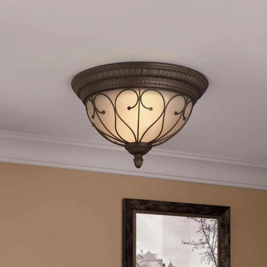 Portfolio Charton Place 15.28-in Oil-Rubbed Bronze Traditional Flush Mount Light - Image 2