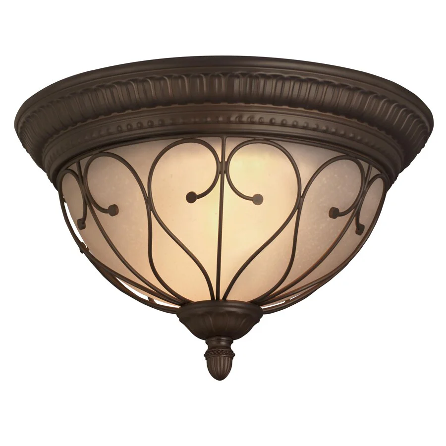 Portfolio Charton Place 15.28-in Oil-Rubbed Bronze Traditional Flush Mount Light - Image 4