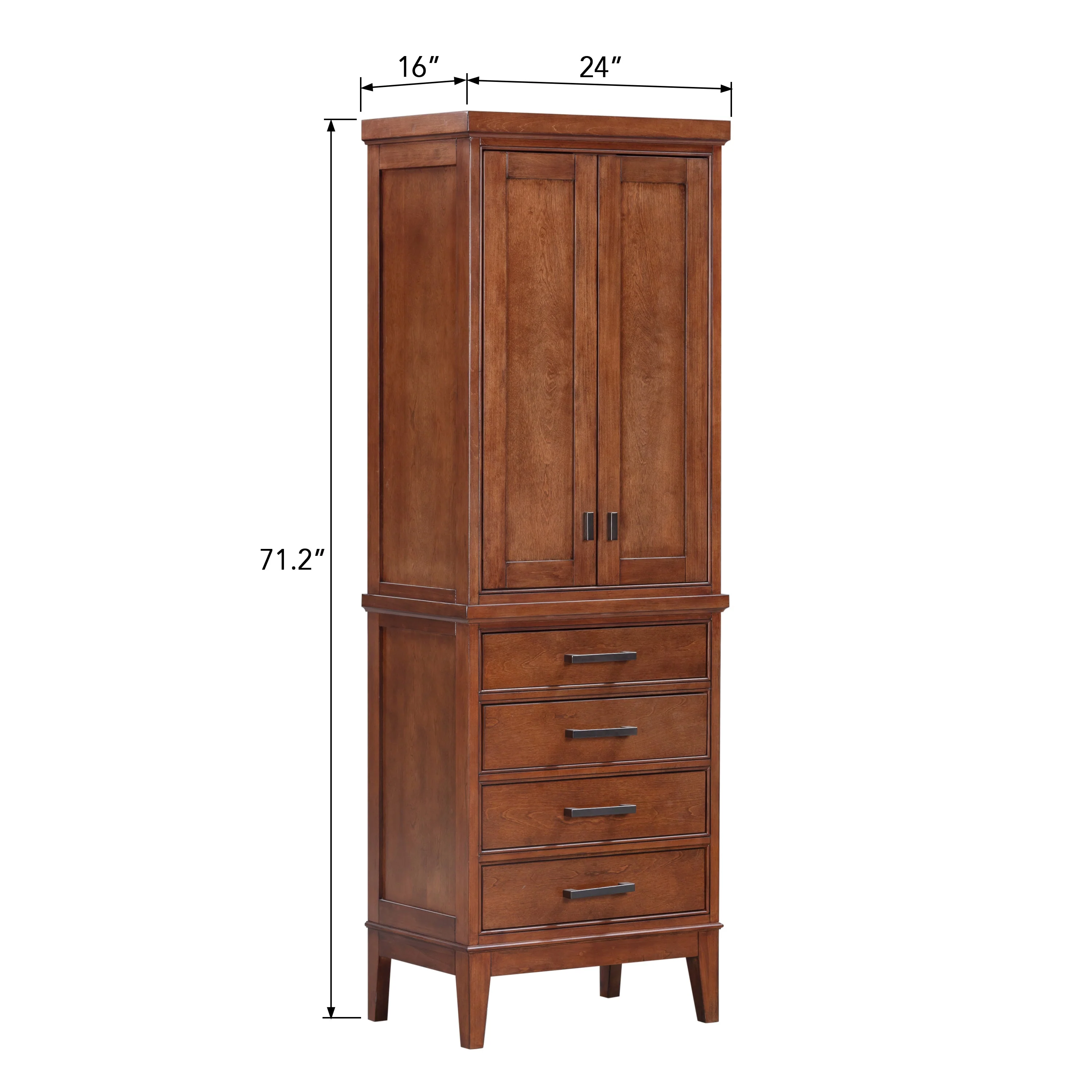 Avanity Madison 24-in W x 71.2-in H x 16-in D Tobacco Poplar Freestanding Linen Cabinet - Image 14