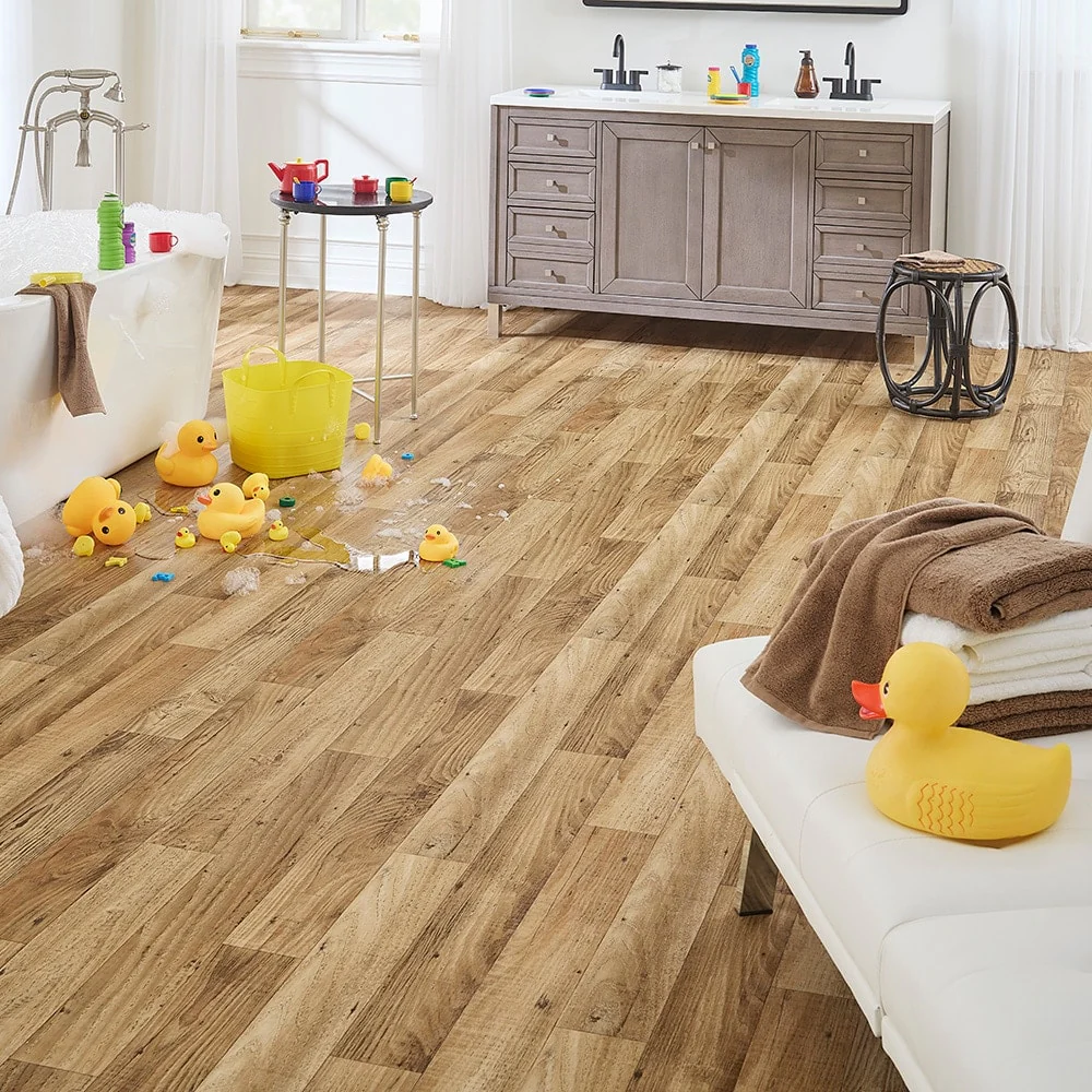 STAINMASTER 12-ft W x Cut-to-Length Saddle Ridge Pine Wood Look Low-Gloss Finish Sheet Vinyl - Image 4