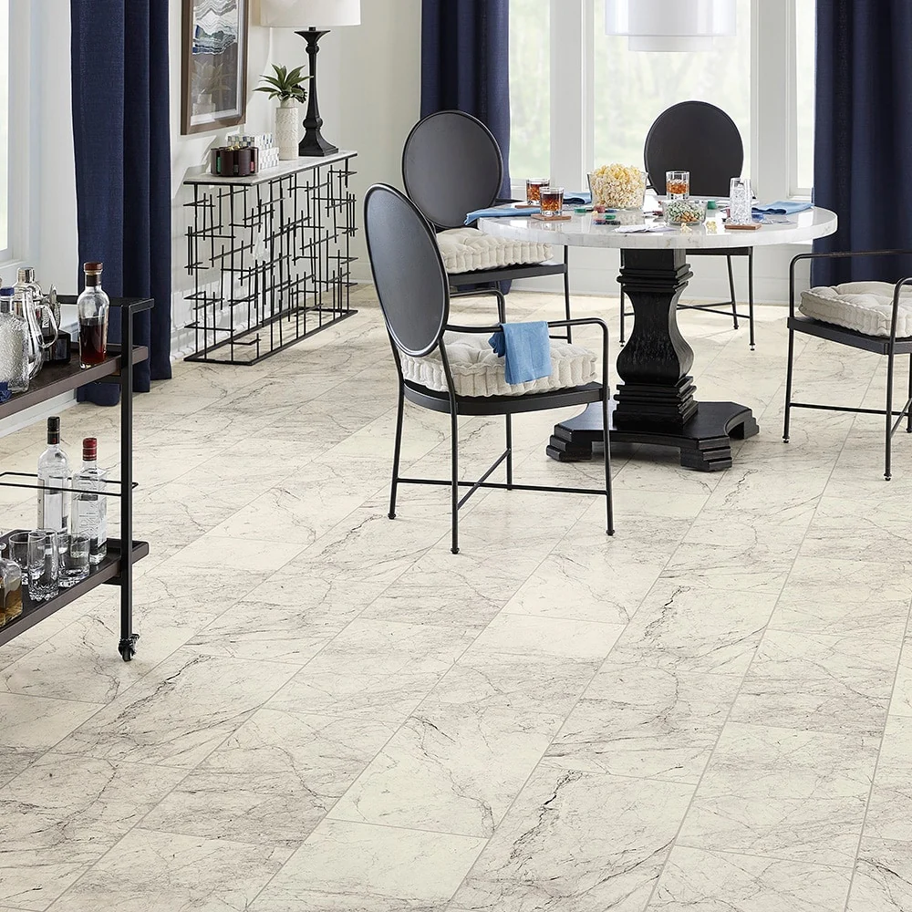 STAINMASTER 12-ft W Cut-to-Length White Marble Look Low-Gloss Sheet Vinyl Flooring - Image 3