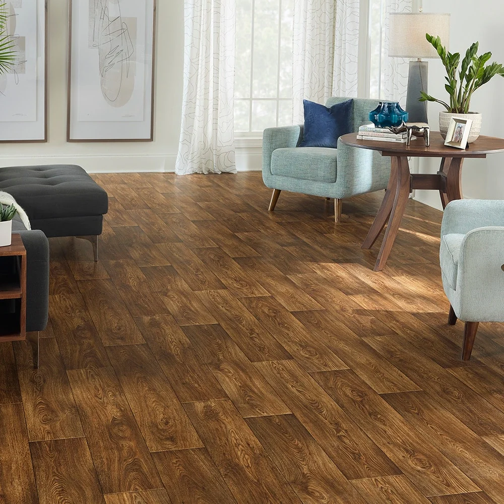STAINMASTER 12-ft W x Cut-to-Length West Haven Oak Wood Look Low-Gloss Finish Sheet Vinyl - Image 3