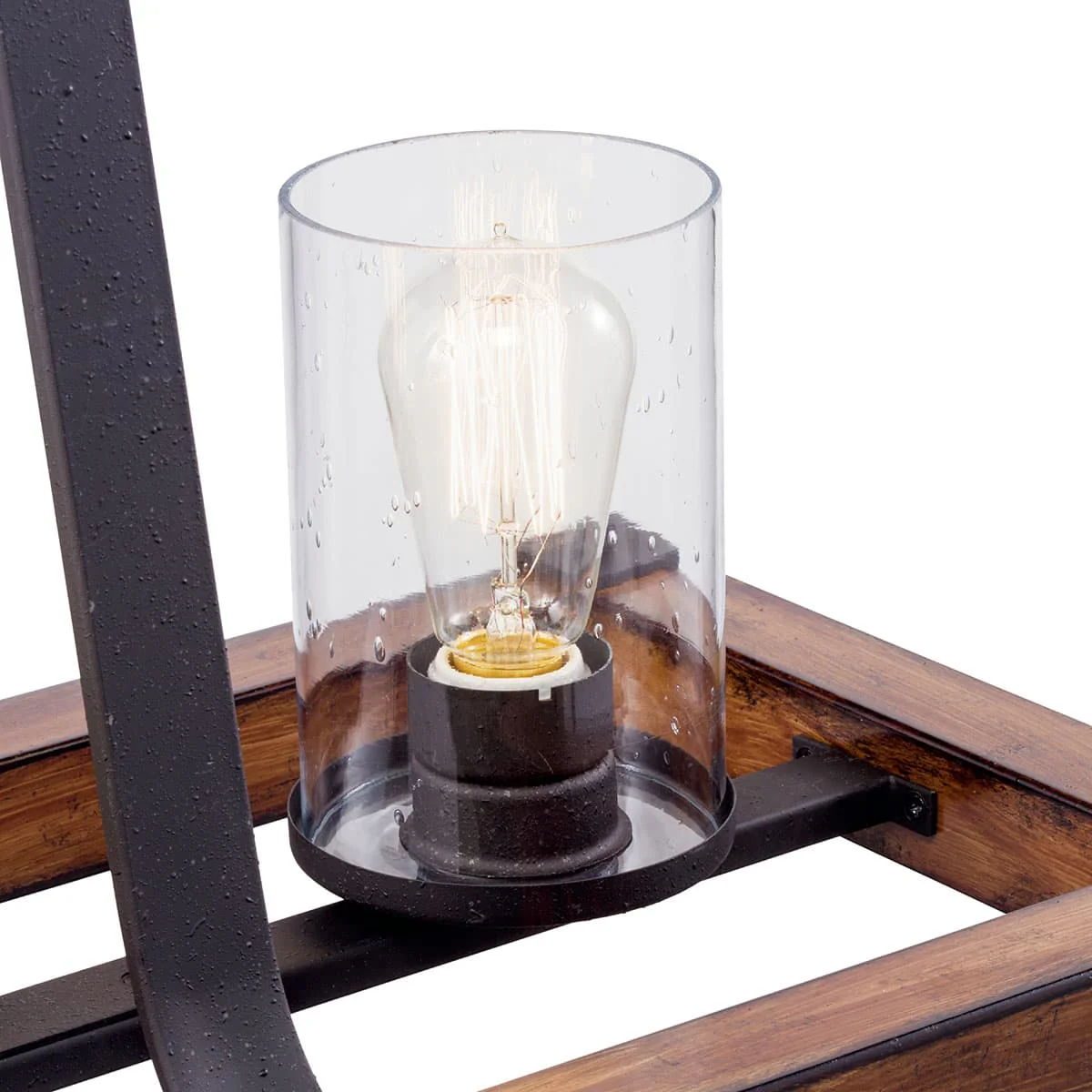 Kichler Barrington Distressed Black & Wood Tone Linear Kitchen Island Light with Clear Seeded Glass, 32 in. - Image 11