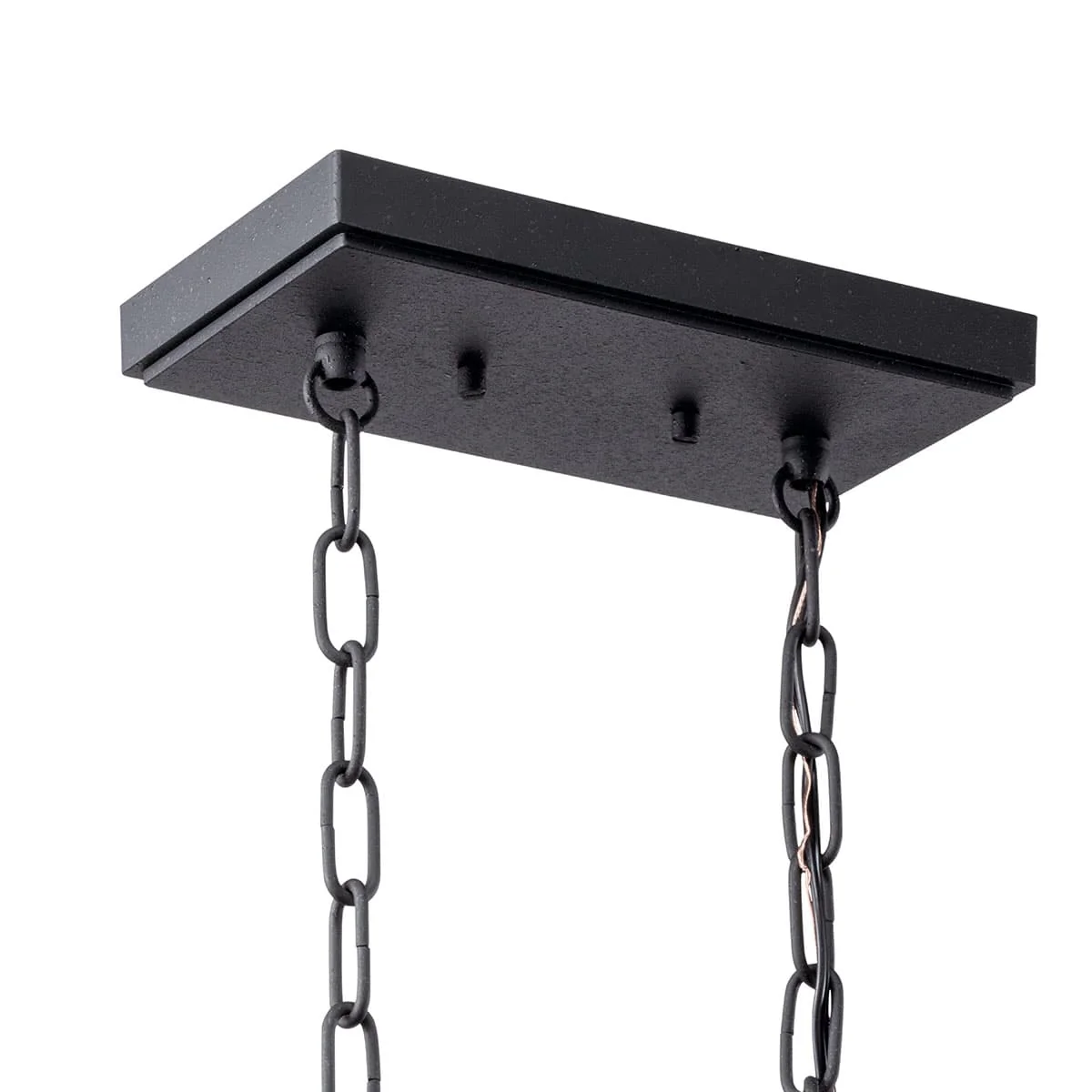 Kichler Barrington Distressed Black & Wood Tone Linear Kitchen Island Light with Clear Seeded Glass, 32 in. - Image 12