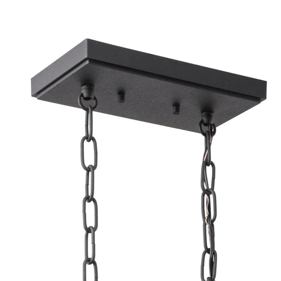 Kichler Barrington Distressed Black & Wood Tone Linear Kitchen Island Light with Clear Seeded Glass, 32 in. - Image 3
