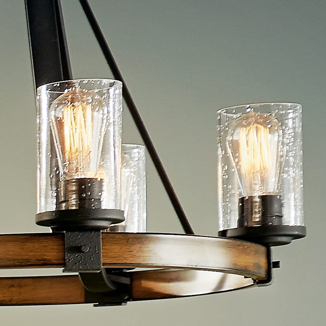 Kichler Barrington 5-Light Distressed Black and Wood Tone Rustic Chandelier, 24-Inch Diameter - Image 10