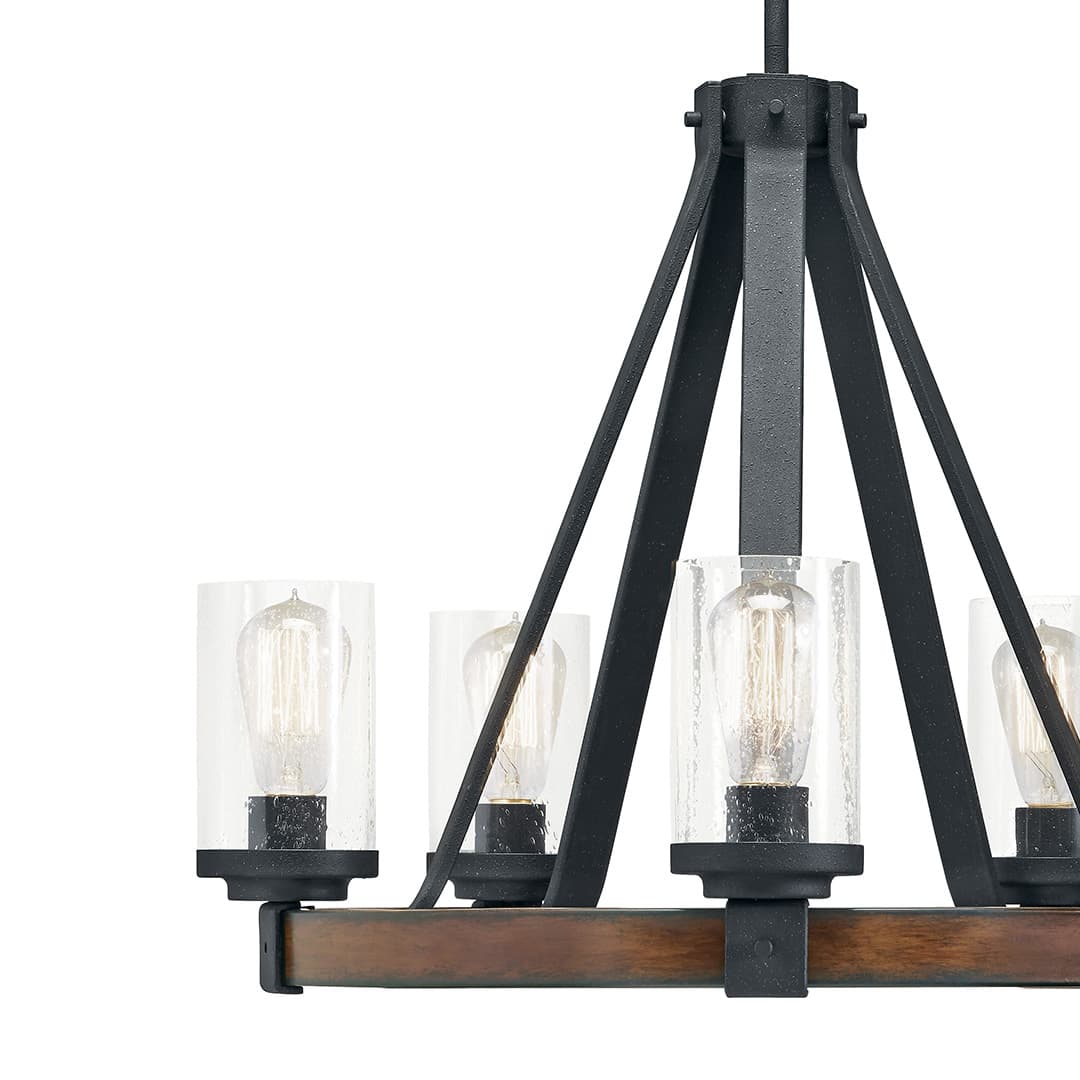 Kichler Barrington 5-Light Distressed Black and Wood Tone Rustic Chandelier, 24-Inch Diameter - Image 11