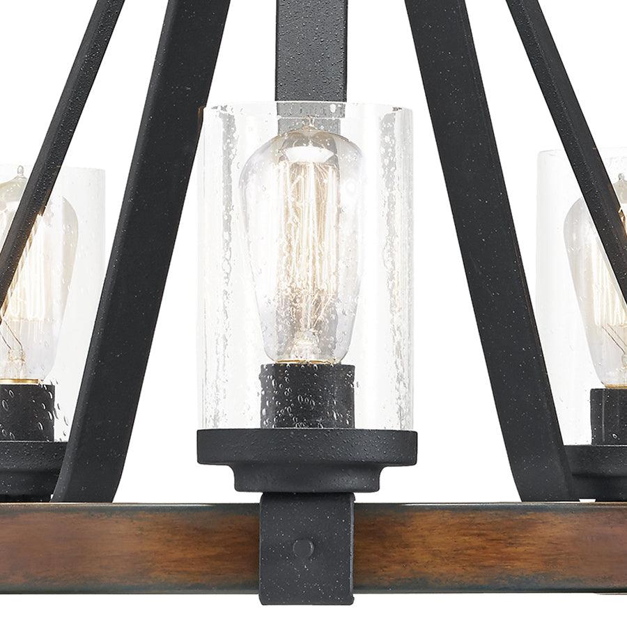Kichler Barrington 5-Light Distressed Black and Wood Tone Rustic Chandelier, 24-Inch Diameter - Image 4