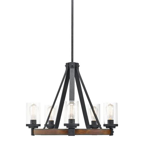 Kichler Barrington 5-Light Distressed Black and Wood Tone Rustic Chandelier, 24-Inch Diameter - Image 6