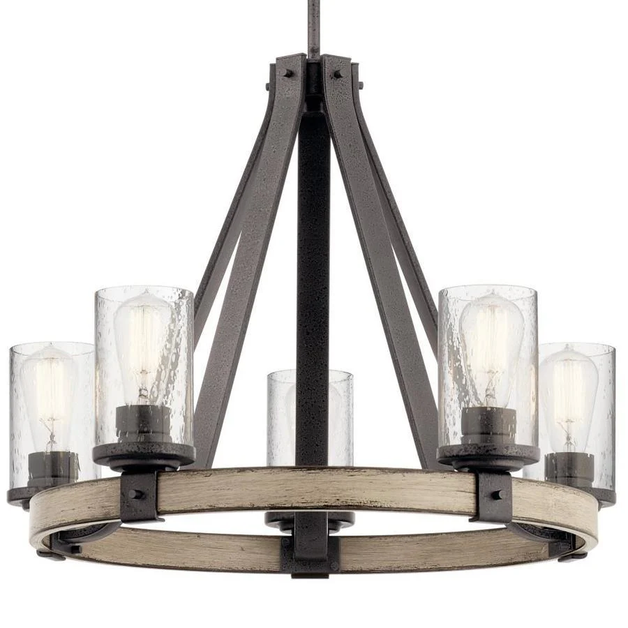 Kichler Barrington 5-Light Anvil Iron and Distressed Antique Grey Rustic Chandelier - Image 5