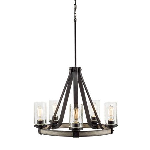 Kichler Barrington 5-Light Anvil Iron and Distressed Antique Grey Rustic Chandelier - Image 6