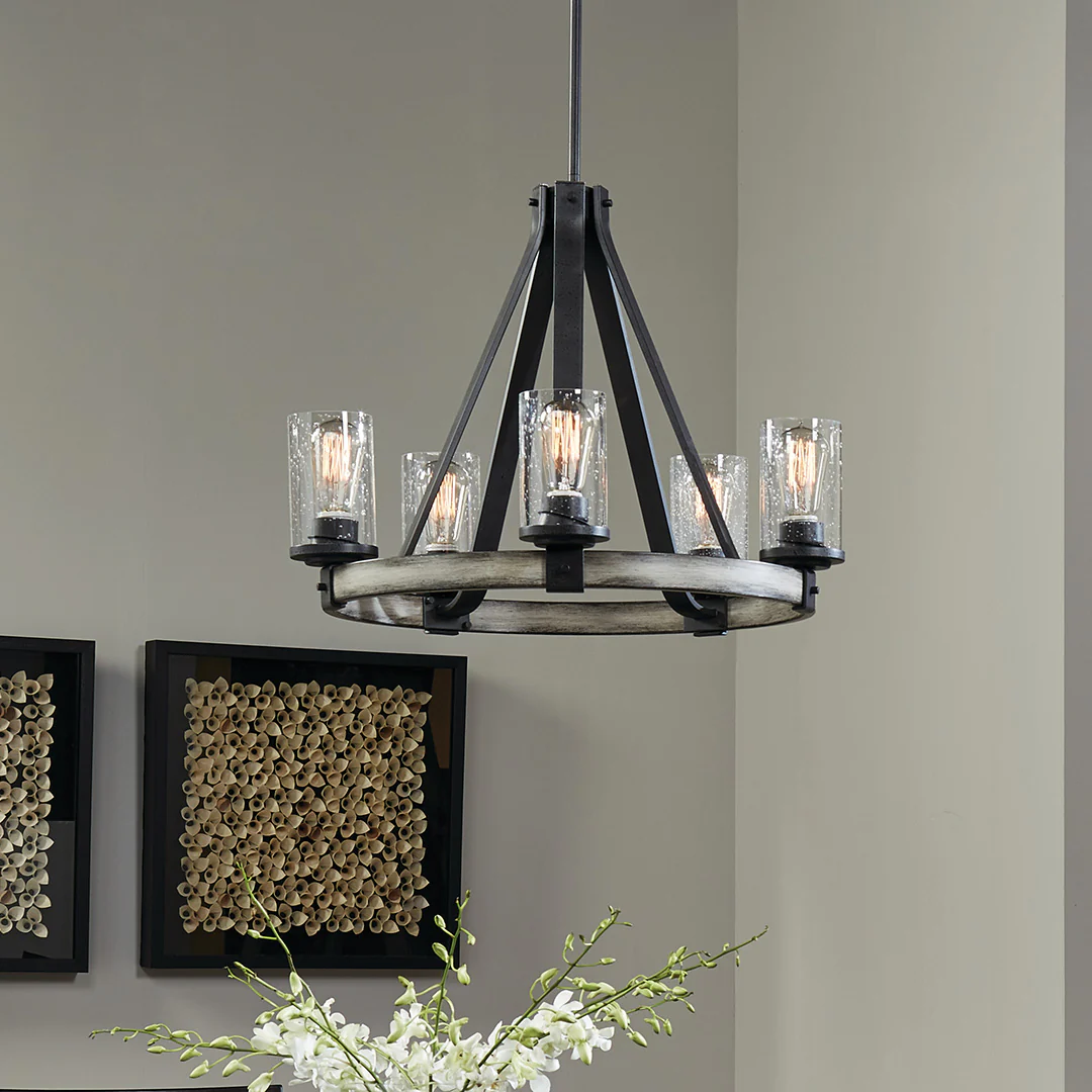 Kichler Barrington 5-Light Anvil Iron and Distressed Antique Grey Rustic Chandelier - Image 8