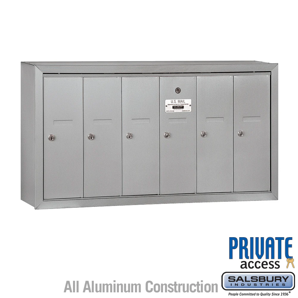 6-Door Aluminum Vertical Mailbox with Private Access