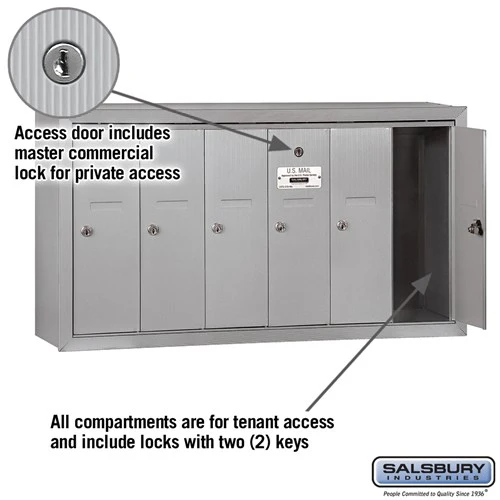 6-Door Aluminum Vertical Mailbox with Private Access - Image 2