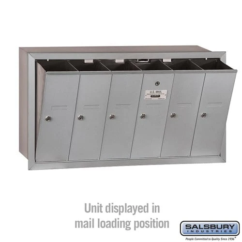 6-Door Aluminum Vertical Mailbox with Private Access and Recessed Mounting - Image 3