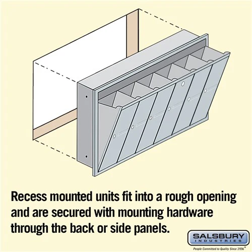 6-Door Aluminum Vertical Mailbox with Private Access and Recessed Mounting - Image 5