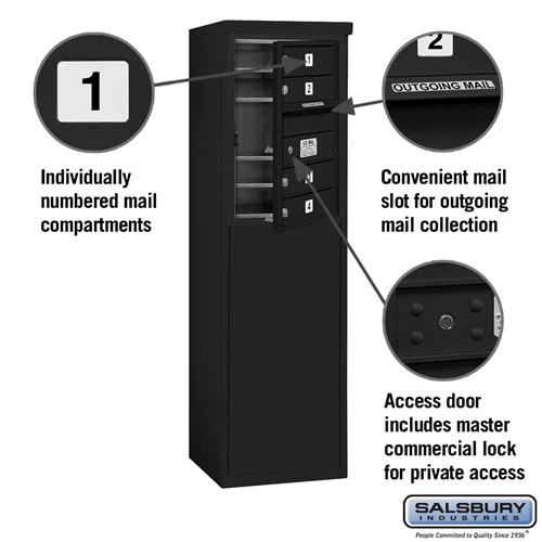 6-Door Free-Standing 4C Horizontal Mailbox with Private Access - Image 2