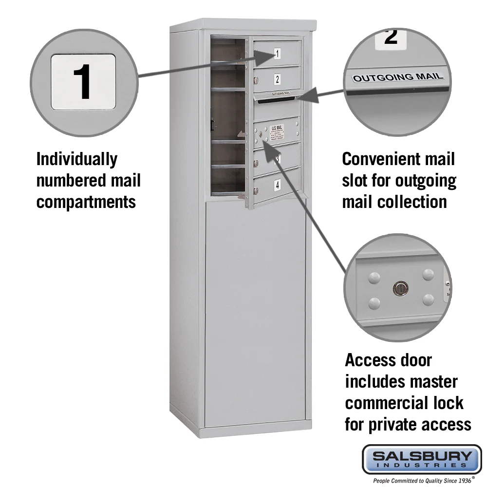 6-Door Free-Standing Horizontal Mailbox with Private Access