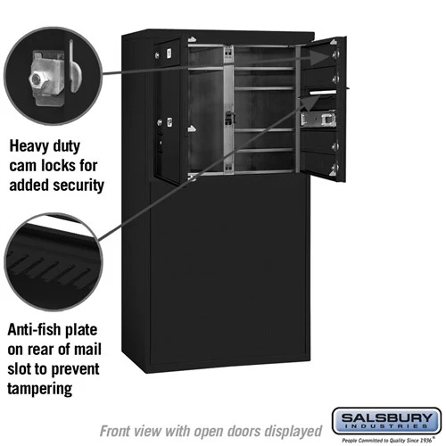 6-Door Free-Standing Mailbox with Parcel Locker in Black - Image 3