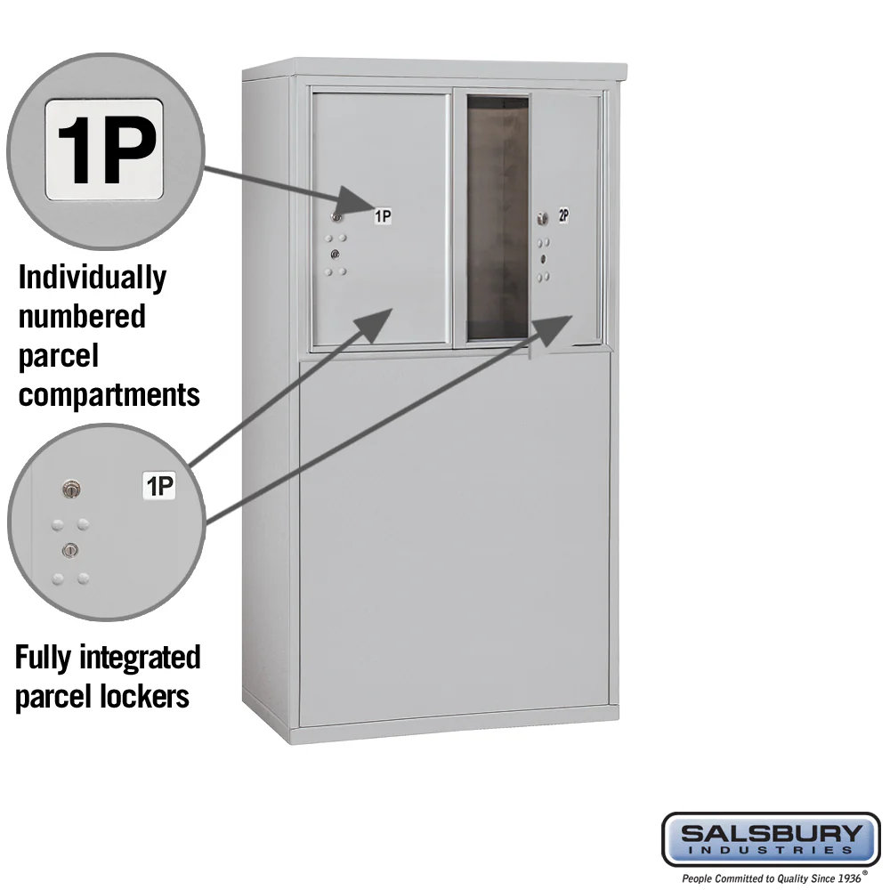 6 Door Free-Standing Parcel Locker with 2 Parcel Lockers in Aluminum for USPS Access - Image 2