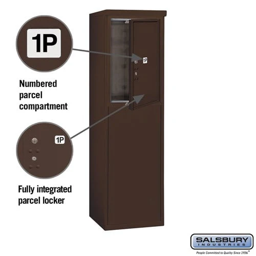 6 Door High Free-Standing 4C Horizontal Parcel Locker with 1 Parcel Locker in Bronze with USPS Access - Image 2