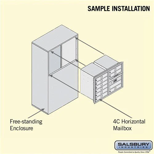 6 Door High Free-Standing 4C Horizontal Mailbox with 9 Doors in Aluminum with USPS Access - Image 4