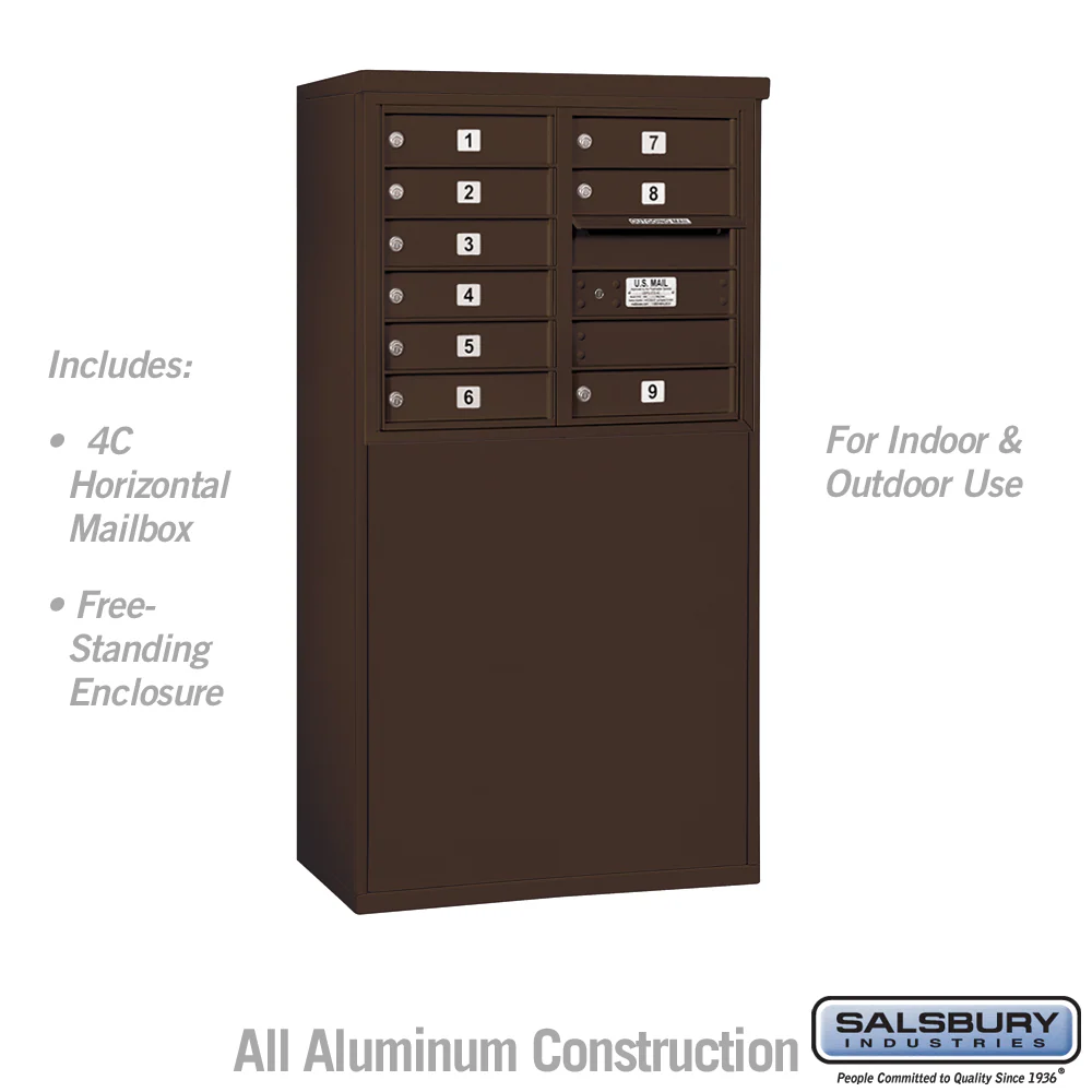 6 Door High Free-Standing 4C Horizontal Mailbox with 9 Doors in Aluminum with USPS Access - Image 5