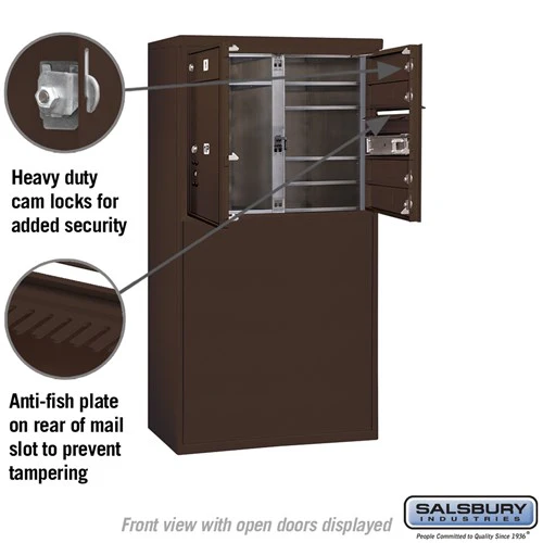 6 Door High Free-Standing 4C Horizontal Mailbox with Parcel Locker in Bronze - Image 3