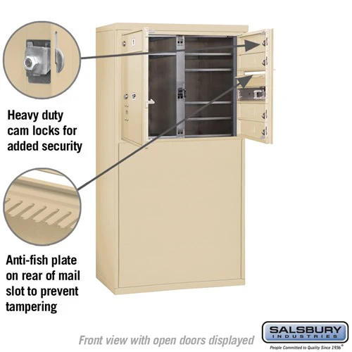 6 Door High Free-Standing 4C Horizontal Mailbox with Parcel Locker in Sandstone - Image 7