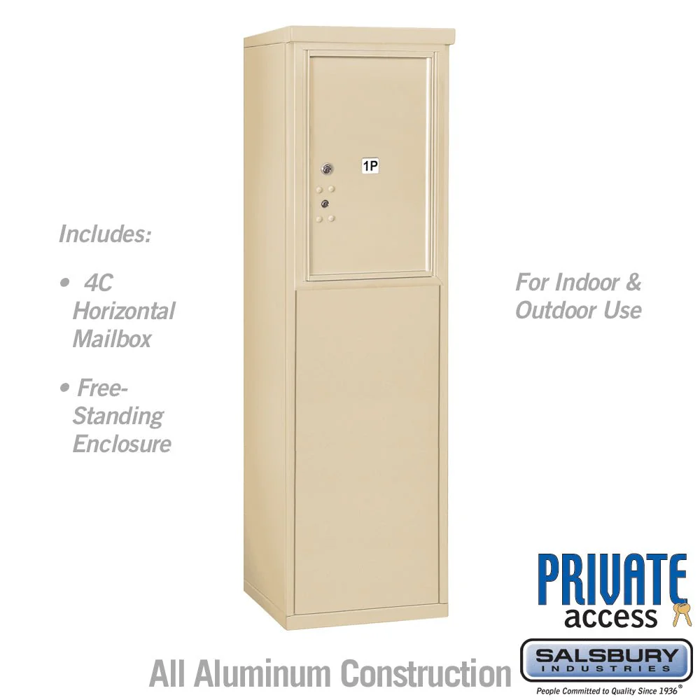 6 Door High Free-Standing 4C Horizontal Parcel Locker with 1 Parcel Locker in Sandstone
