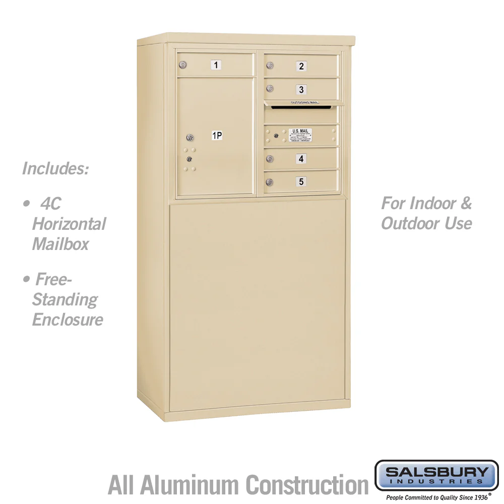 6 Door High Free-Standing 4C Horizontal Parcel Locker with 1 Parcel Locker in Sandstone - Image 5