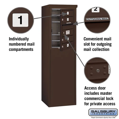 6 Door High Free-Standing Horizontal Mailbox with Private Access - Image 6