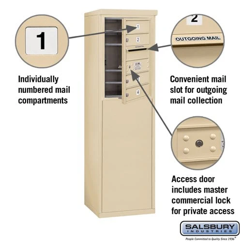 6 Door High Free-Standing 4C Horizontal Mailbox with Private Access in Sandstone - Image 2